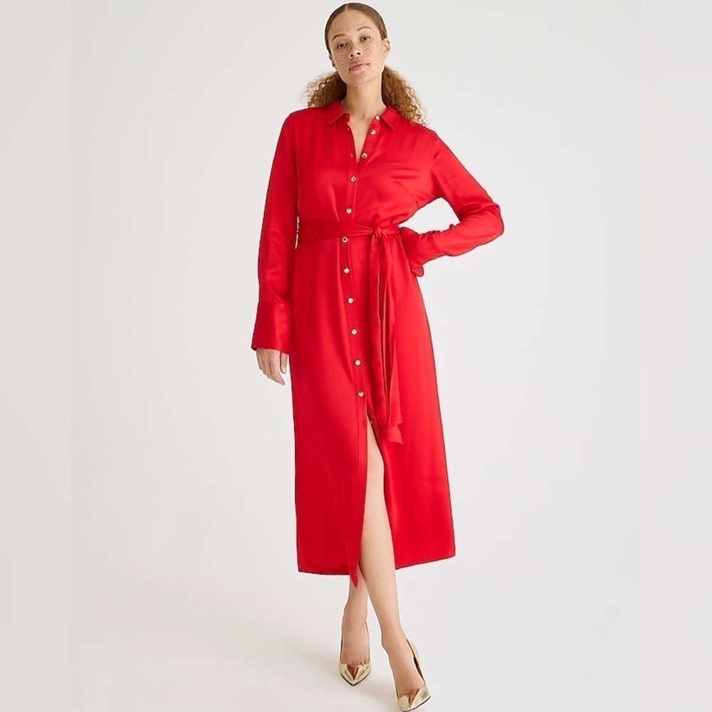 J Crew Drapey shirtdress in luster crepe BU107
